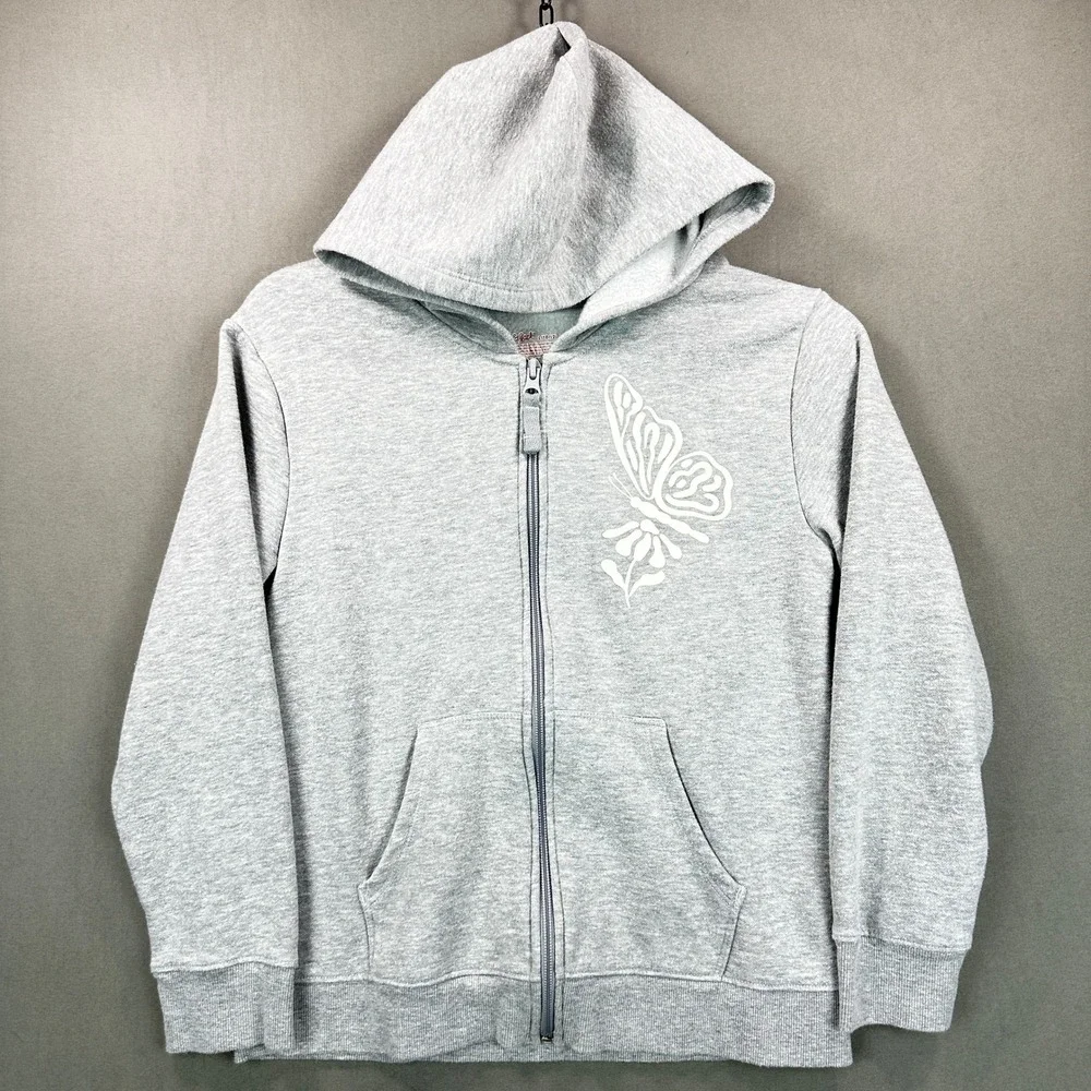 Cat & Jack Zip Hoodie Kids L 10/12 Gray Cozy Fall Sweatshirt